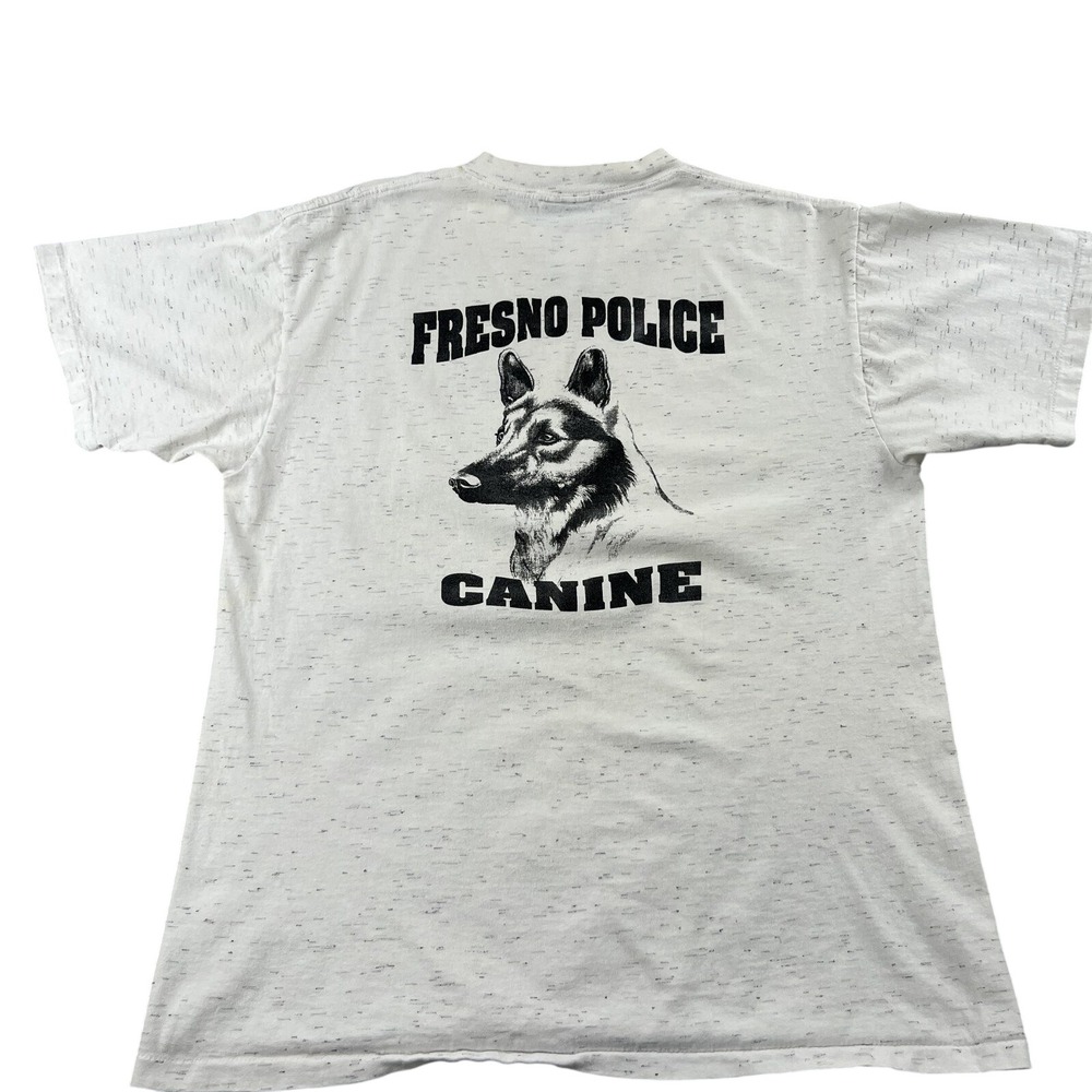 Vintage Fresno Police K9 Canine German Shepherd T Shirt L Gray Oneita Men 90s